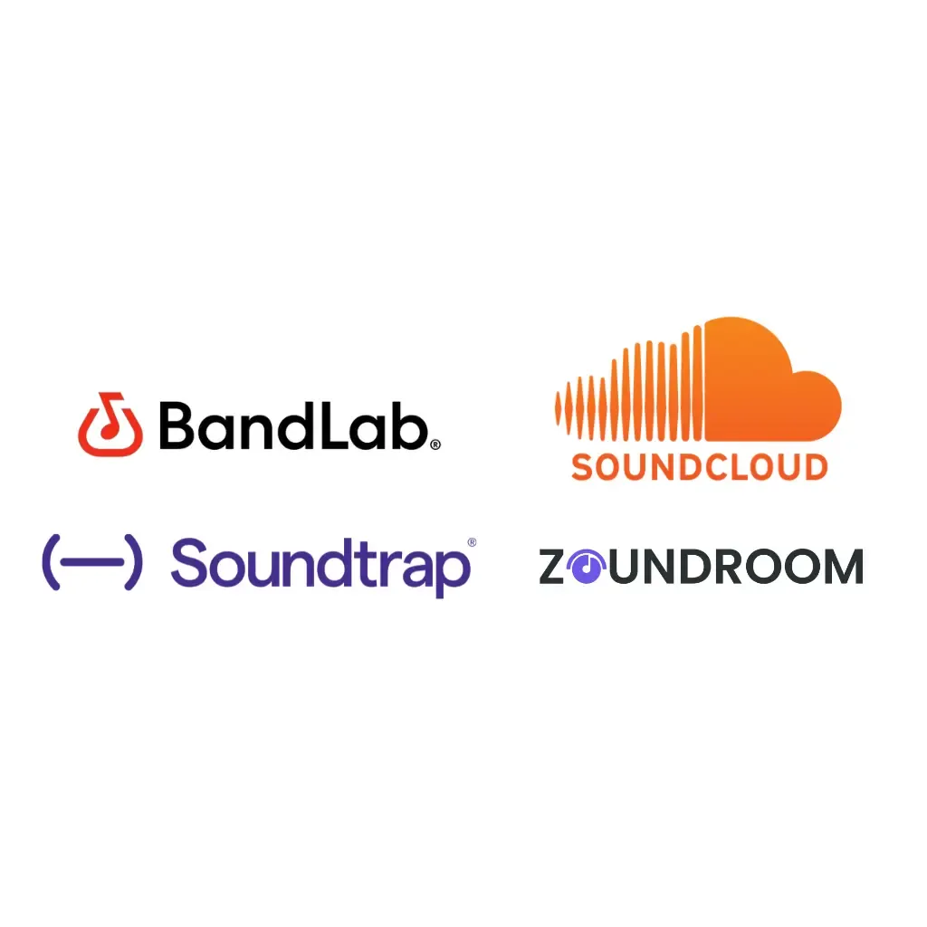 logos of music apps with social features