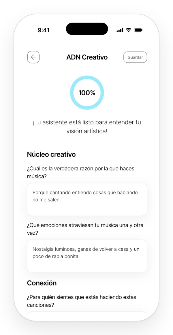 ADN creativo completado al 100 %: las respuestas sobre cómo y por qué escribes, que Auralis tiene en cuenta.