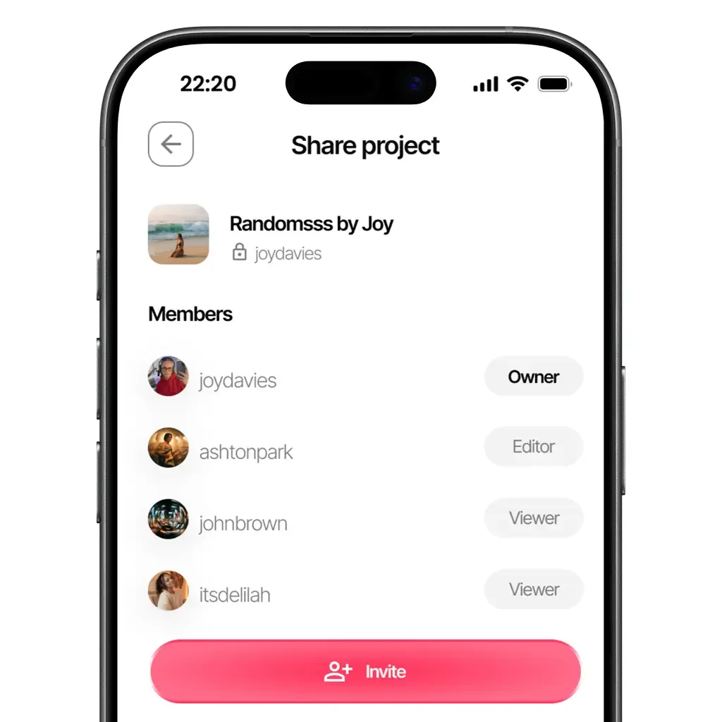 Share projects with other artists and collaborators
