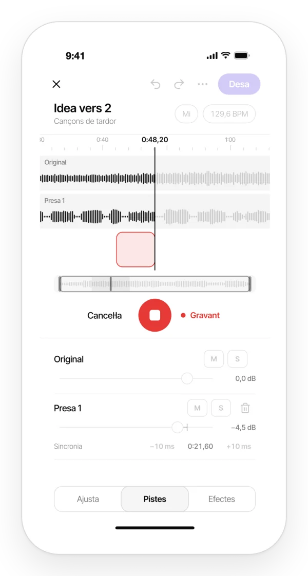 Gravar una presa a sobre des del mòbil amb Zoundroom