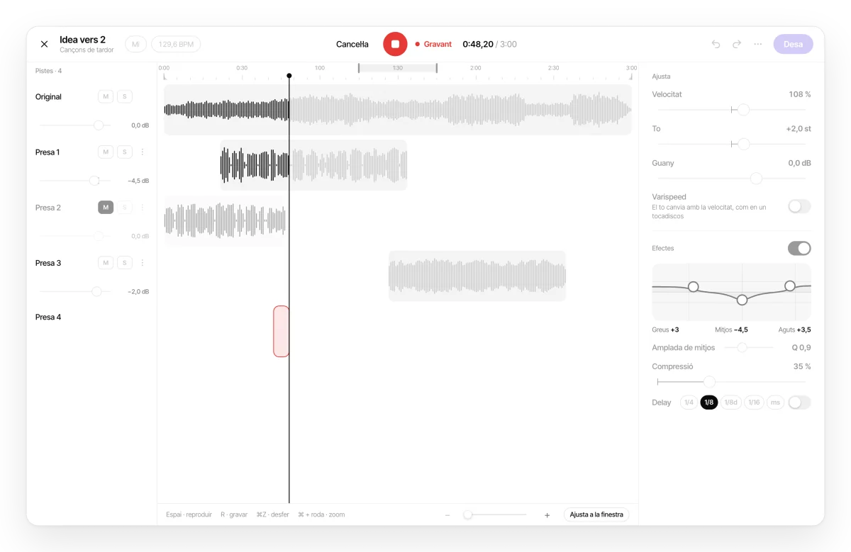 Gravant una presa nova a sobre de la cançó a Zoundroom