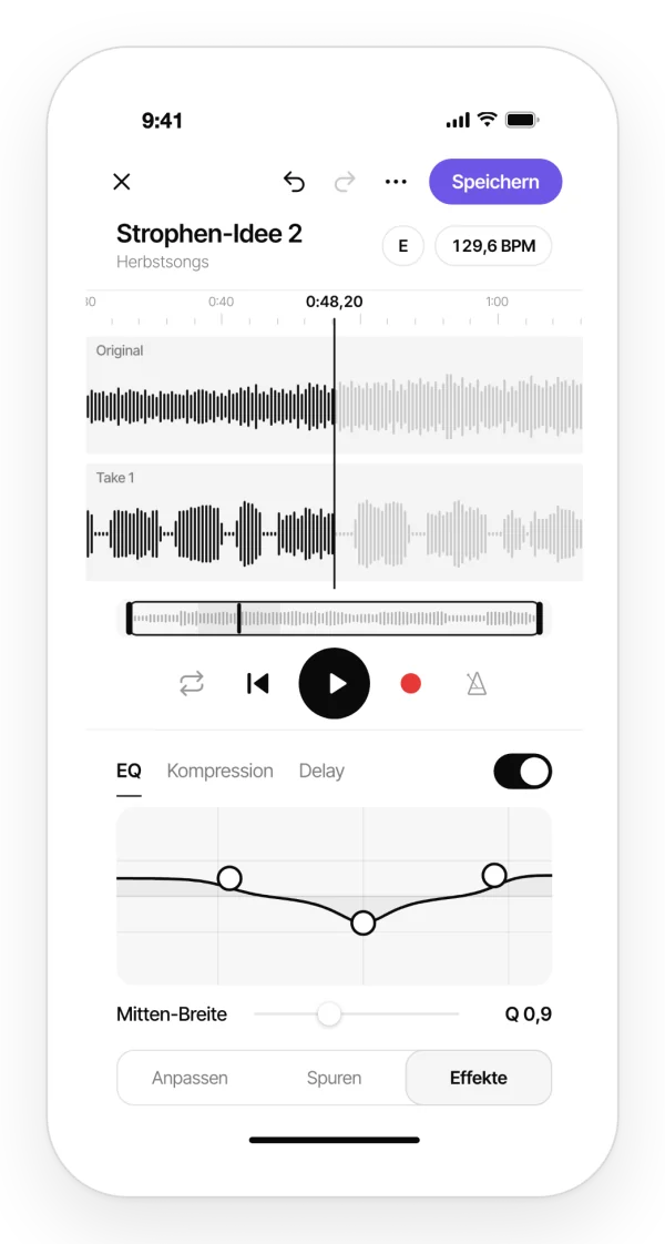 Dreiband-Equalizer im Editor von Zoundroom