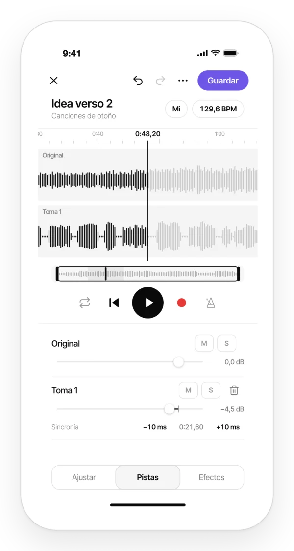 Pistas de una canción con volumen, silencio y solo en Zoundroom
