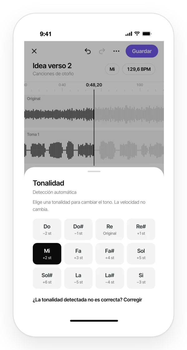 Elegir una tonalidad nueva para transponer la canción