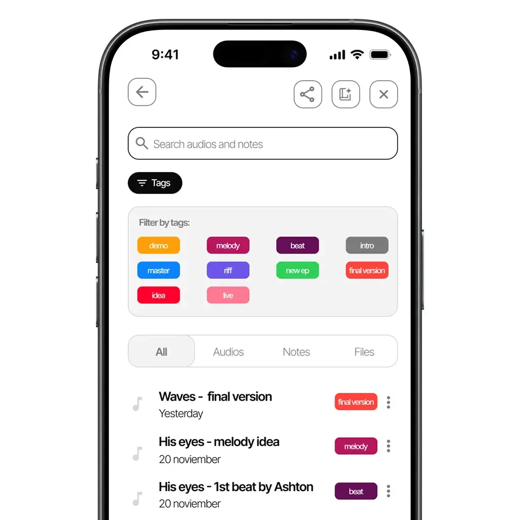 Filter audio and notes in Zoundroom